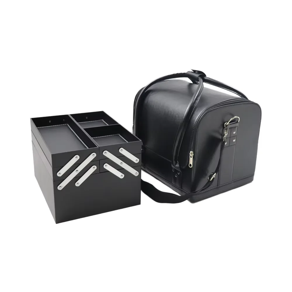 

Модная косметичка, косметичка для хранения с 4 лотками, портативная высококачественная косметичка из искусственной кожи