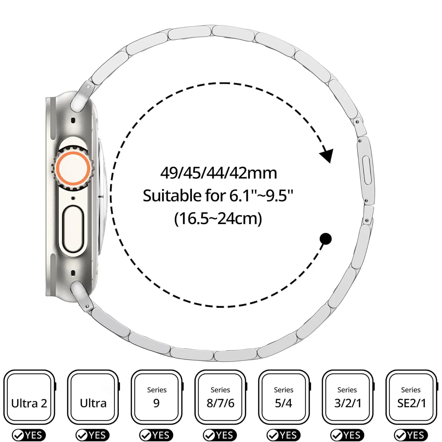 สายสแตนเลสผู้ชายสําหรับ Apple Watch 49 มม.46 มม.45 มม.44 มม.42 มม.ธุรกิจผู้ชายสําหรับ iWatch ultra2 1 9 8 7 สายโลหะ