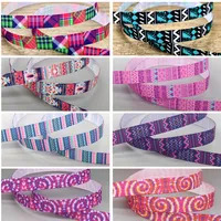 DHK 3/8'' 5yards Pattern Rainbow Tribal Printed Grosgrain Ribbon Accessories Headwear Decoration Collar DIY Sewing Craft E2184