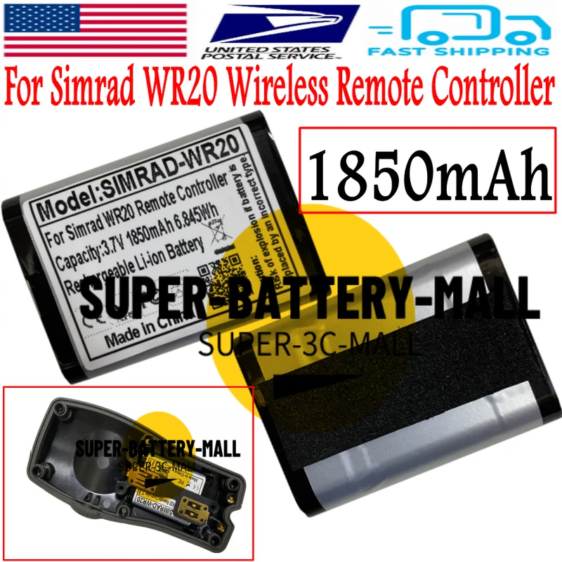 

USPS Replacement for Simrad WR20 Remote Controller Repair Parts 1850mAh Battery
