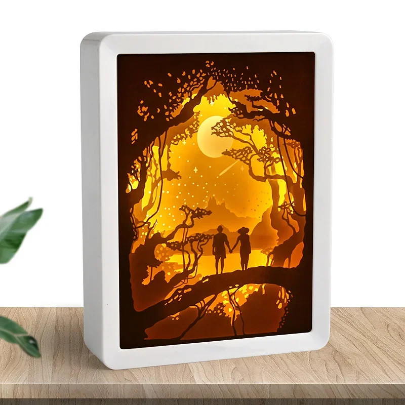 

3D Light Shadow Paper Carving Art Light Engraving Night Lamp DIY Handmade 3D Lights Creative Gift Table Lamp For Bedroom Decor