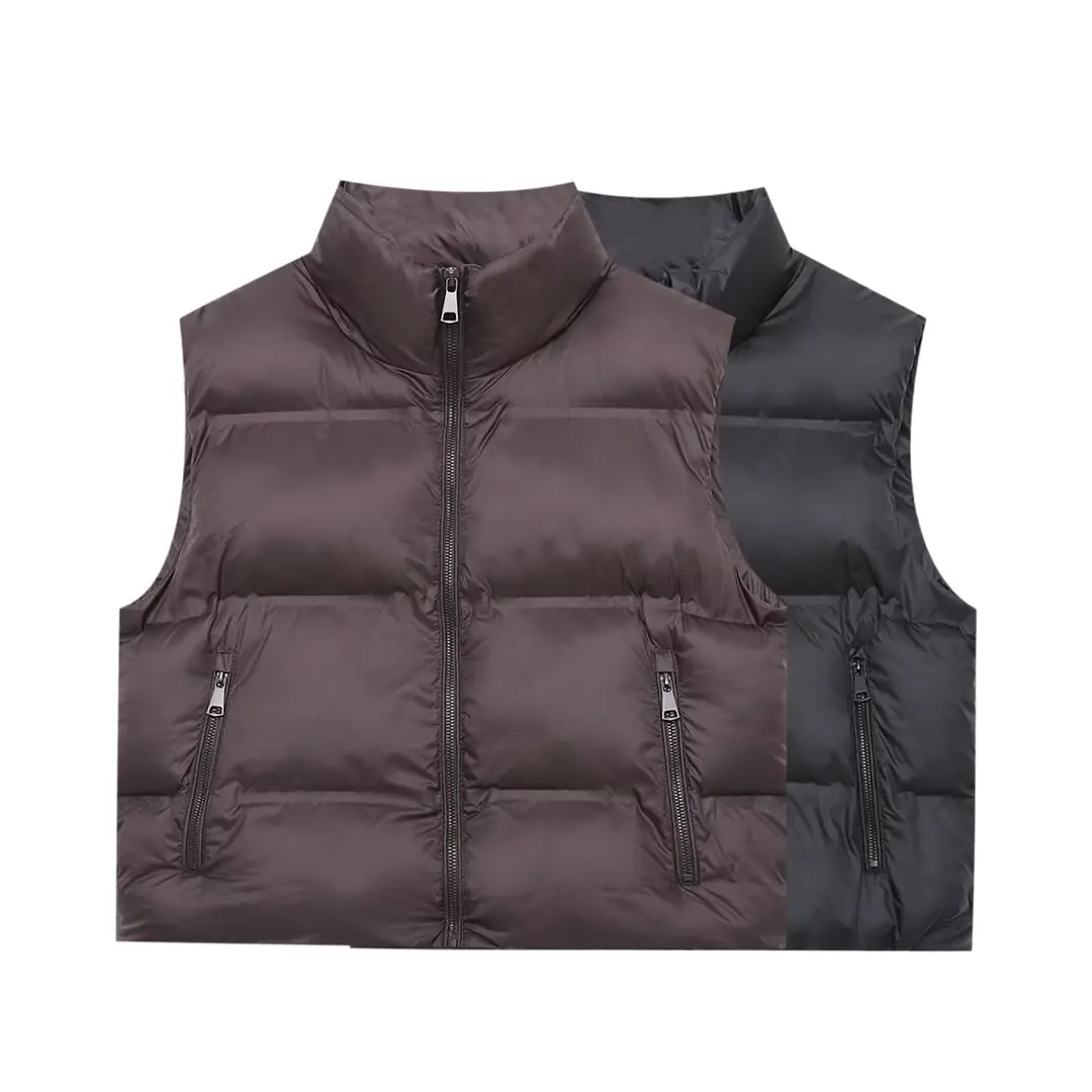 

2025 WOMAN fashion European and American style winter new pressure glue sleeveless cotton-padded jacket vest Outerwear Mujer