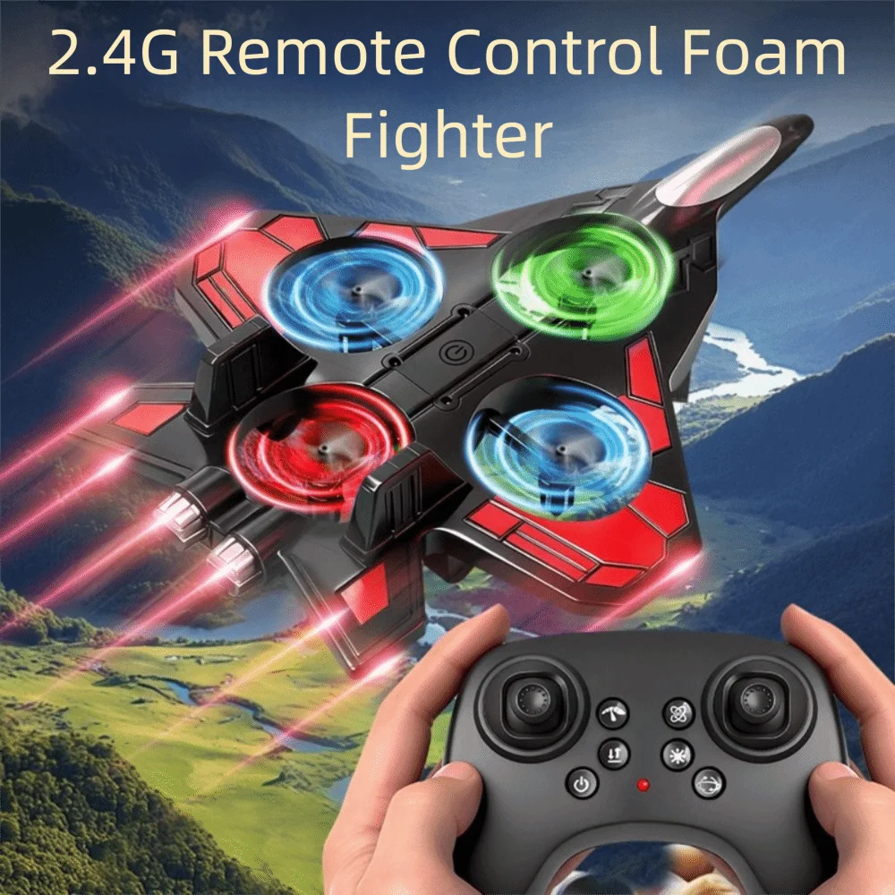 EPP-schuim Afstandsbediening Schuimvechter Zwaartekrachtdetectie 2.4G Stunt Vier motorhelikopter met licht Draagbare RC Hobby Jet Vliegtuig