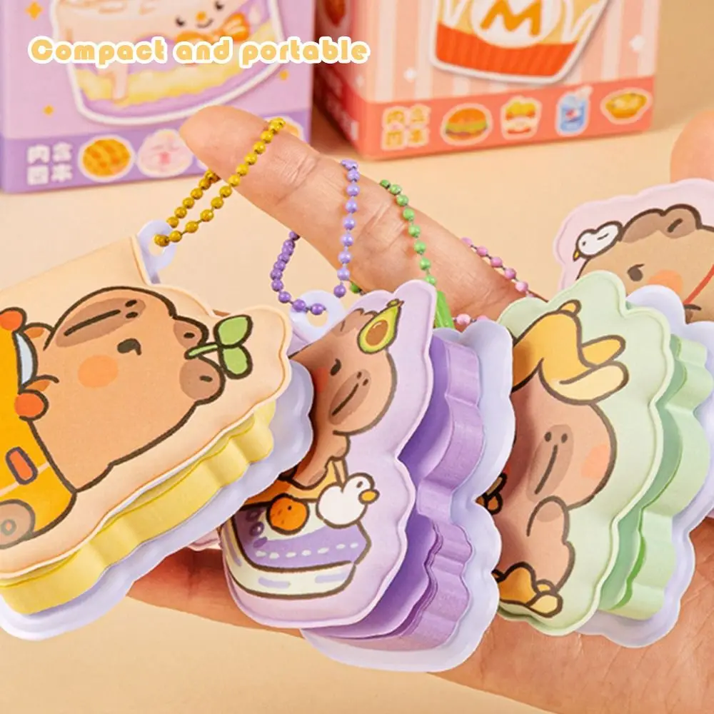 4pcs Trendy Elastic Stress Relief Sticky Notes Cute Portable Students's Notepad Cartoon Capybara Memo Pad Office