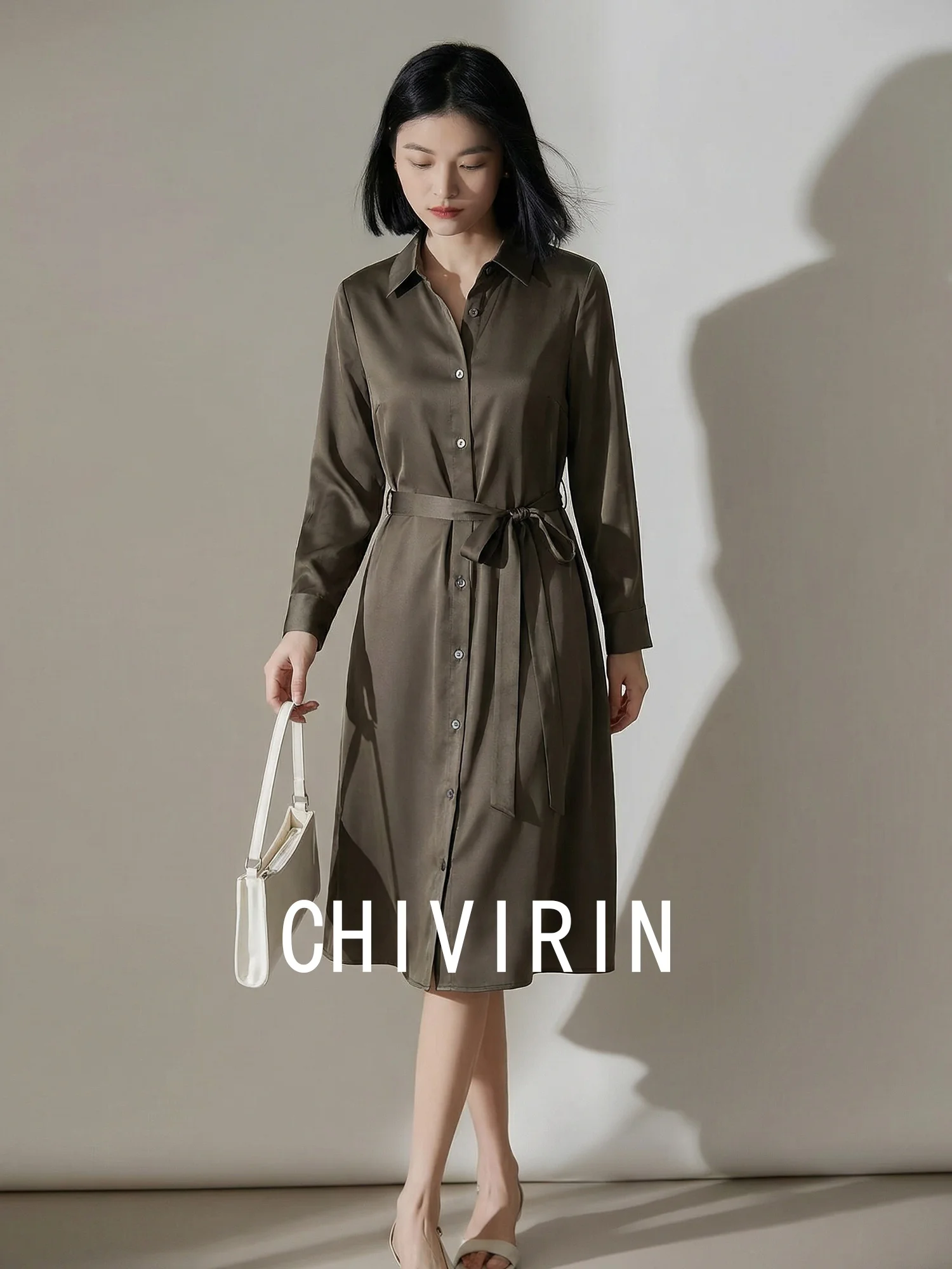 

Ele Hepburn Sle irt Dr Women's Spring 2026 Waist-Cinching Belted Long Dr High-Quali Feel Skirt Loose Fit Butt...