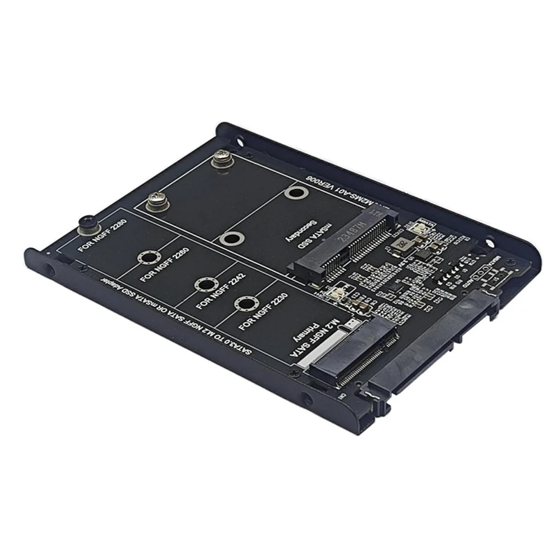 Top-M.2 NGFF&MSATA To SATA3.0 6Gbps 2.5In Adapter Card SSD Case Enclosure With Socket Support M.2 SATA SSD MSATA SSD