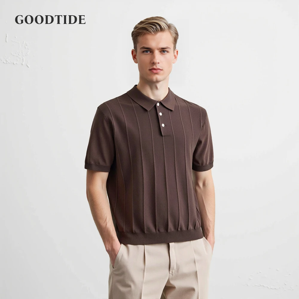 Men's Short-Sleeved Polo Shirt With Lapel Collar Business Casual Style Pure Color Sweater New Fashionable Design Plus Size