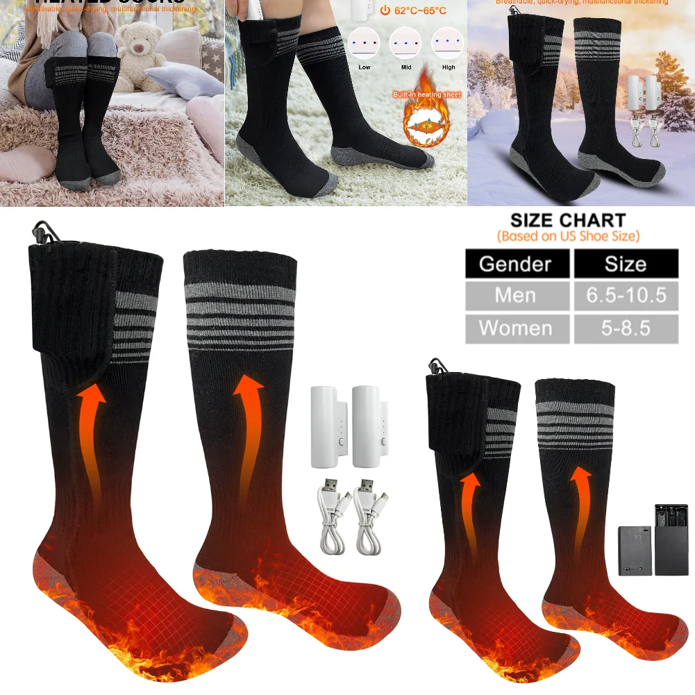 Unisex Heated Socks With USB Thermal Insulated Socks Winter Electric Heating Socks Outdoor Spots Heated Boot Camping Skiing Sock