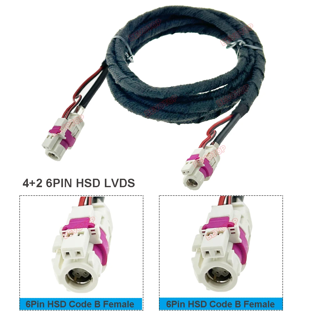 BEVOTOP 4+2 6Pin HSD LVDS White Code B Female to Female Jack High Speed Data Transmission LVDS HSD Wire Harness HSD Cable