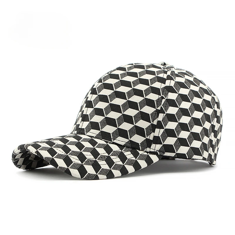 Sunscreen Hat for Men's New Personalized Three Dimensional Checkered Hardtop Baseball Hat for Women's Retro Fashion