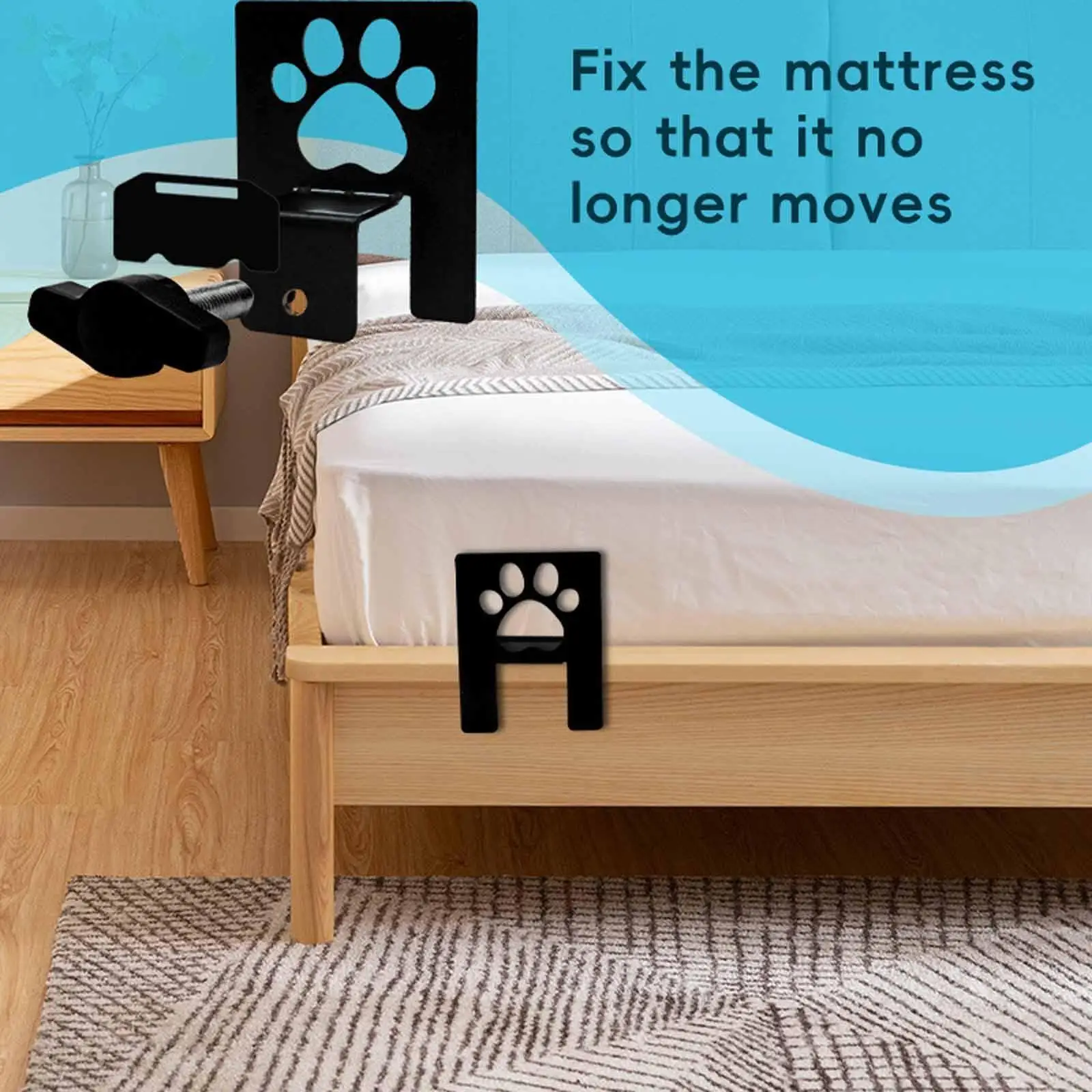 

2x Non Slip Mattress Gaskets Mattress Slide Stopper, Metal, Pad Grippers for Bed Frame Mattress Holder in Place Grippers