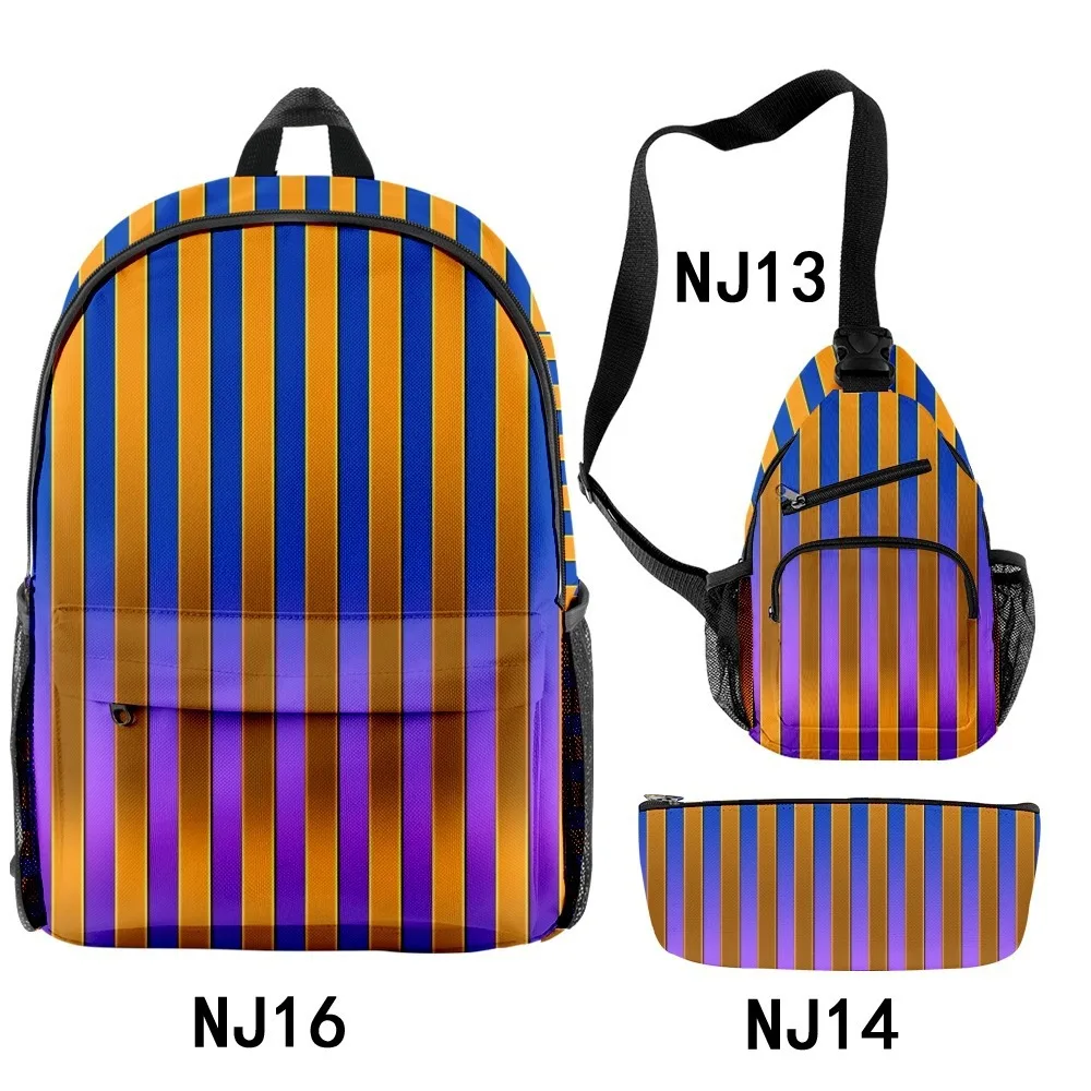 

Luxury Popular Funny Gradient stripes 3D Print 3pcs/Set pupil School Bags Travel Laptop Backpack Chest Bag Pencil Case