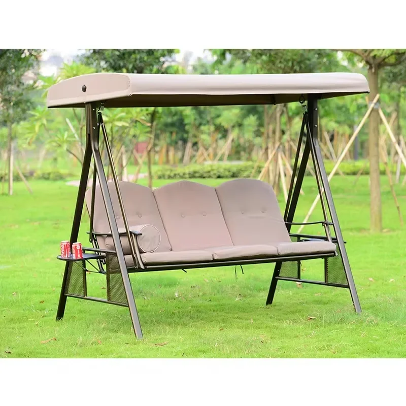 Iron double three person with  cushion chairs outdoor garden hammock patio swing