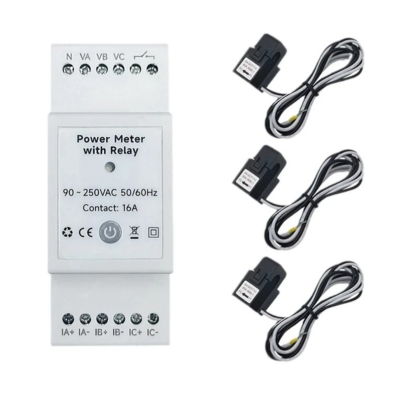 Tuya Smart Life Wifi Energy Meter Bidirectional 3 Phase With Dry Contact Switch App Monitor 80A AC110V/240V