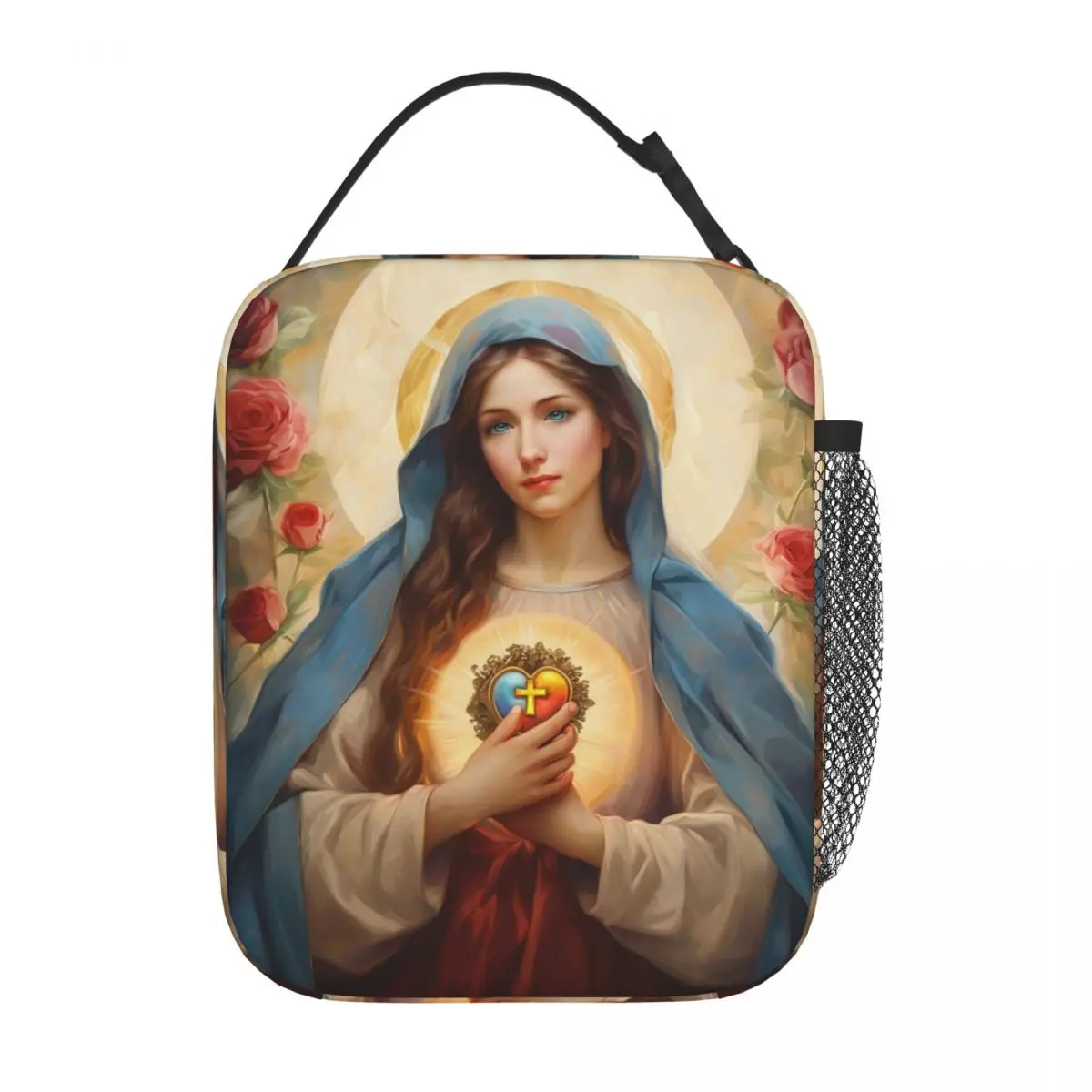 Immaculate Heart Of Mary Catholic Insulated Lunch Bags Jesus Christ Saint Storage Food Box Thermal Cooler Lunch Boxes For Travel