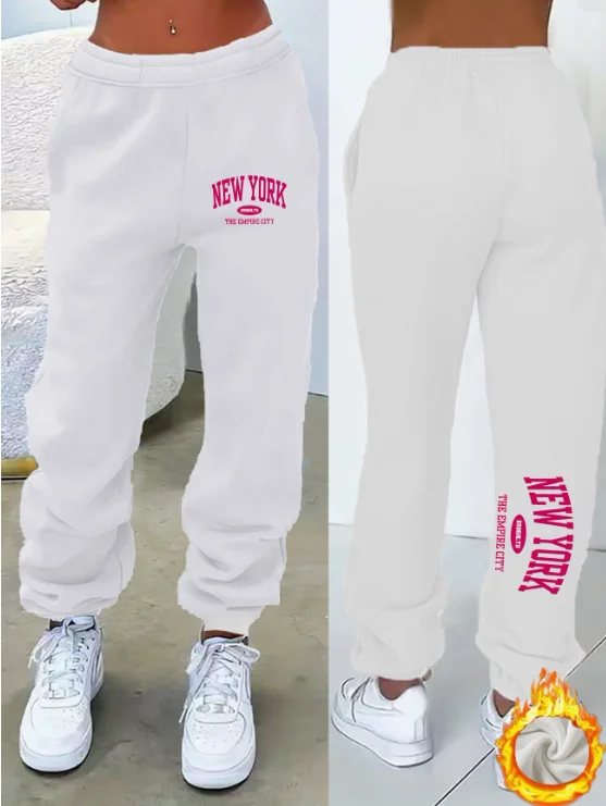 

Y2K, Trendy Fashion, Trendy Prints, Women's Fleece-Lined Loose Sweatpants, Casual and Comfortable, Women's Autumn and Winter Clothing