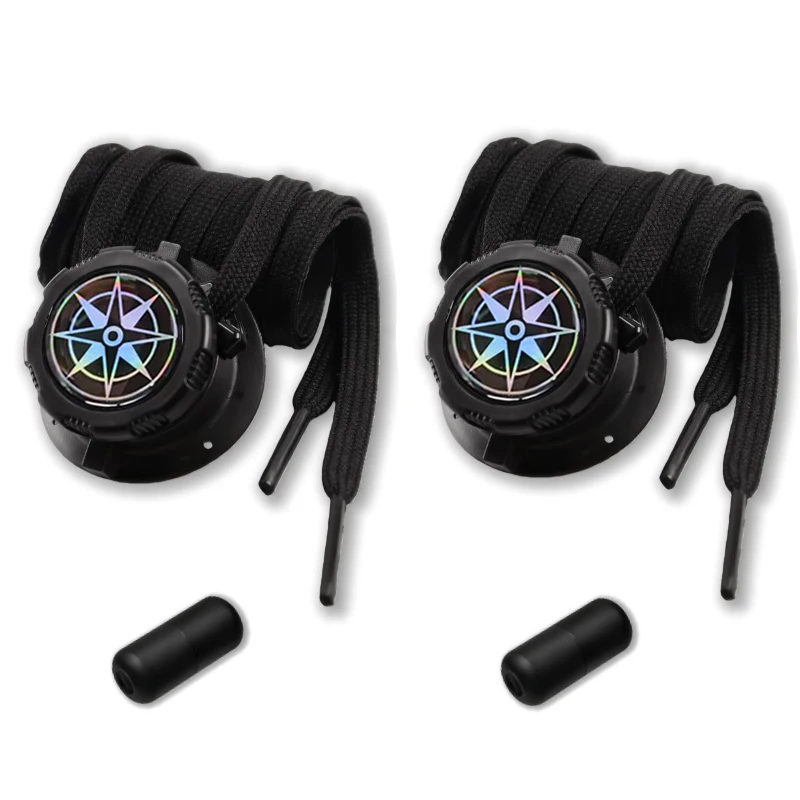 Schwarz-weiße flache Schnürsenkel mit Drehverschluss, einfach zu installierende automatische Schnürsenkel, Schnürsenkel für Outdoor-Sportarten, Unisex, 1 Paar/2 Paar
