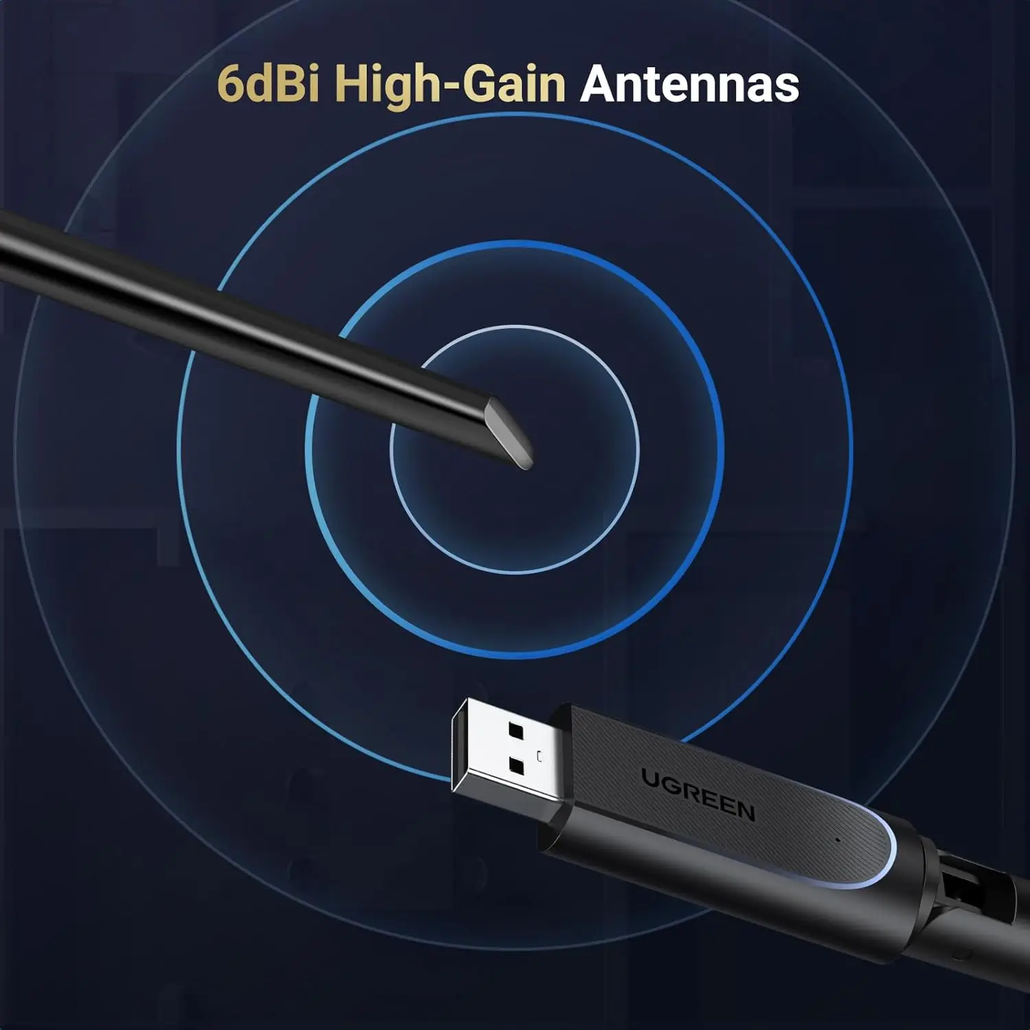 데스크탑 PC용 UGREEN WiFi 어댑터, 5GHz/2.4GHz 듀얼 밴드, 6dBi 고이득 안테나를 갖춘 AX900 USB WiFi 6 어댑터