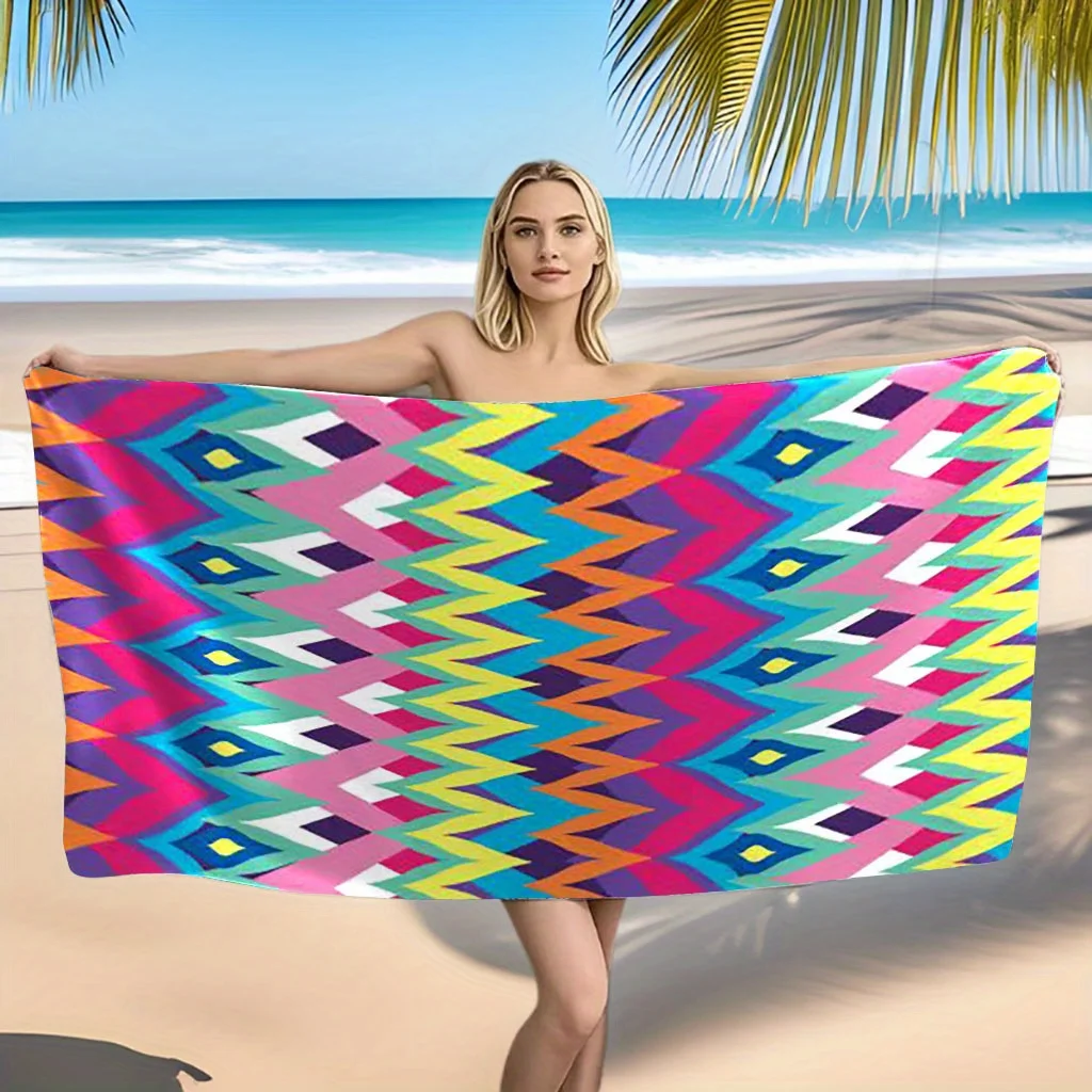

Красочное пляжное полотенце с ромбовидным узором. Махровые банные полотенца из микрофибры для йоги, путешествий, плавания, фитнеса и кемпинга.