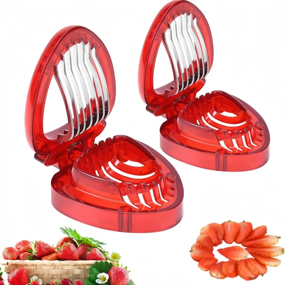 Fatiador de morango de aço inoxidável, lâmina afiada, ferramenta pequena para decoração de copos de sobremesa, prateleiras de bolo, decoração de pão caseiro