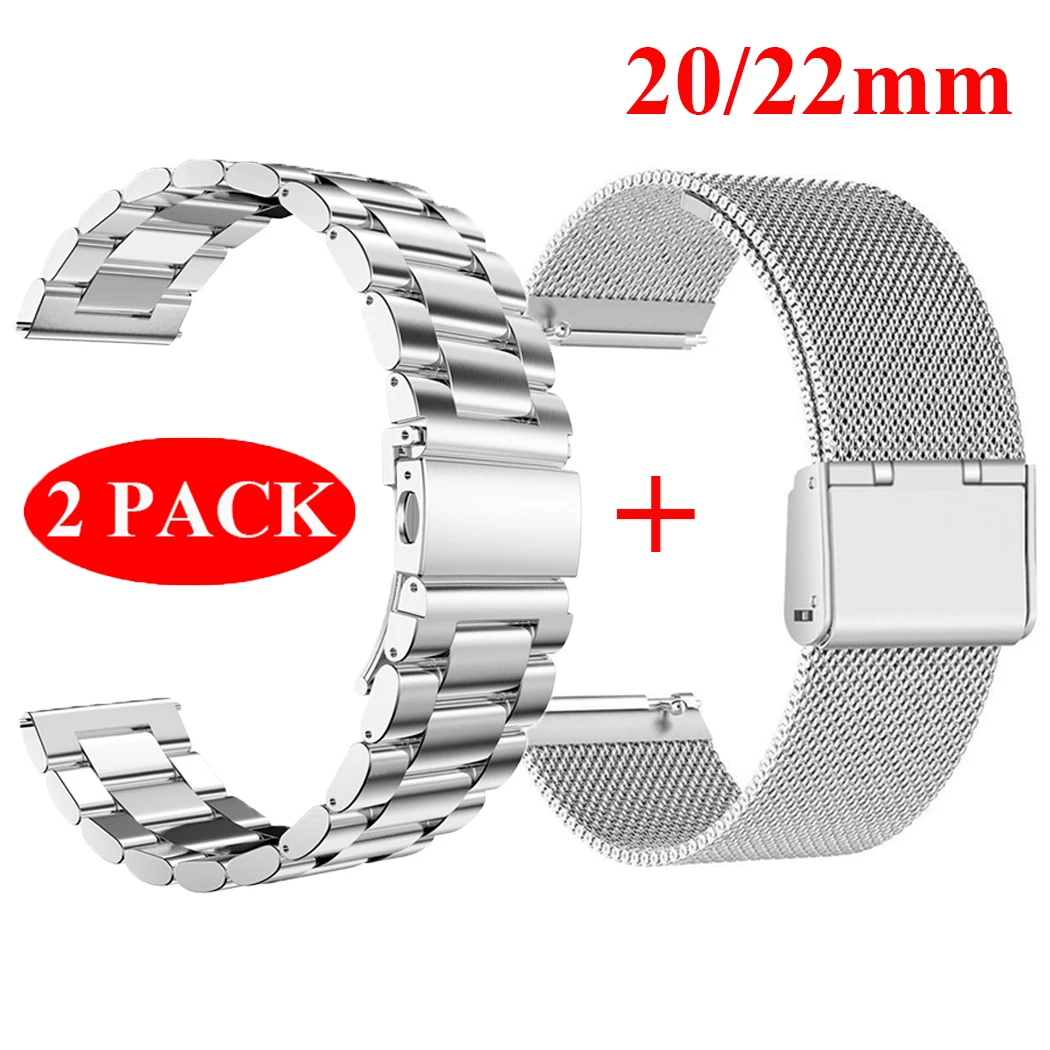 2 Pack 20mm 22mm Stainless Steel Strap For Huawei Watch GT 5 Pro 4 3 2 2e 46mm 42mm Band Metal Bracelet For Huawei Watch 4 3 Pro