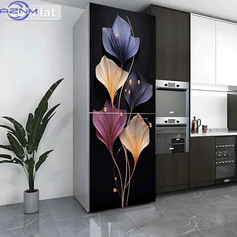 A Decorative Sticker Featuring Five Gradient-Colored Flowers, Suitable for Wall And Refrigerator Applications. Ideal for Moder