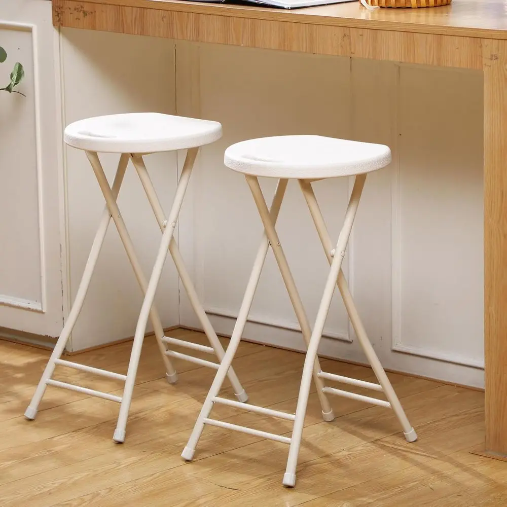 كرسي بلاستيكي محمول 24 قابل للطي بمقبض، شديد التحمل للبالغين، سعة 300 رطل، مناسب للاستخدام الداخلي والخارجي (Whi) #2