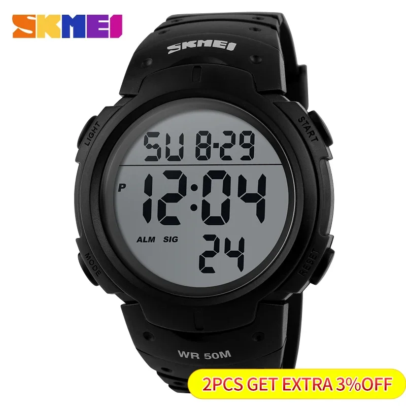 Skmei Calendar PU Strap 5Bar Waterproof Digital Watch Reloj Hombre Outdoor Sport Watch Men Big Dial Fashion Simple Watches 1068