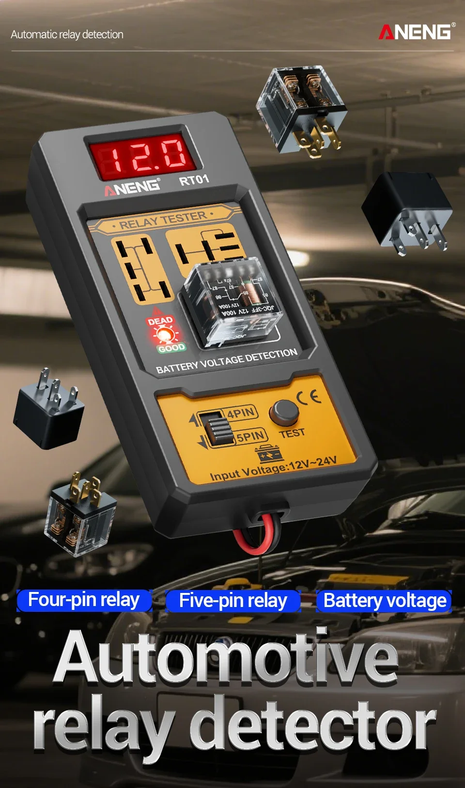 Präzisions-Detektionskit RT01 Kfz-Relais-Tester, gepaart mit BT138 Batterietester, universelles Diagnose- und Wartungswerkzeug – Detail 2