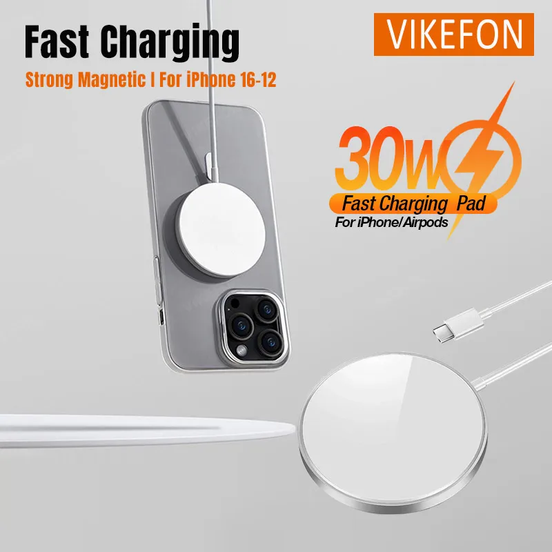 Support de chargeur de téléphone magnétique sans fil, Magsafe iPhone 16, 15, 14, 13, 12 Pro Max, 11