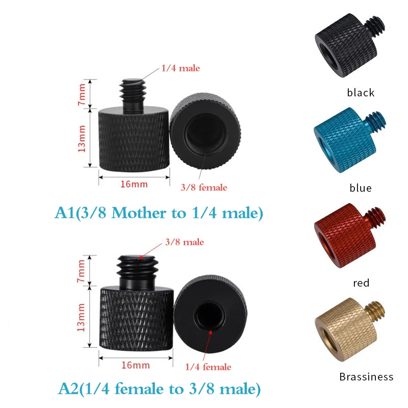 Universal Camera Dual Nuts Tripod Mount Screw Adapter Converter 1/4 to 3/8Inch Conversion Screw for DSLR Camera Tripod Quick