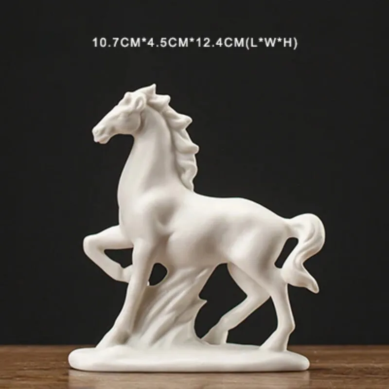 Ceramics White Horse Statues Home Decoration Accessories Animal Chinaware