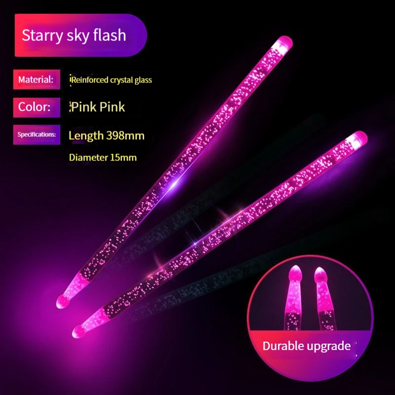 1Pair 5A Polymer Material DrumStick 12Colors Alternately Noctilucent Glow in The Dark Stage Performance Luminous Jazz Drumsticks