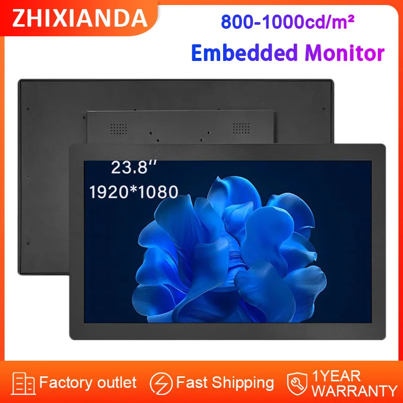 

OEM ODM Sunlight Высокая яркость 1000 нит 23,8 дюйма 1920*1080 ЖК-сенсорный встроенный монитор с HD VGA DVI для промышленной автоматизации