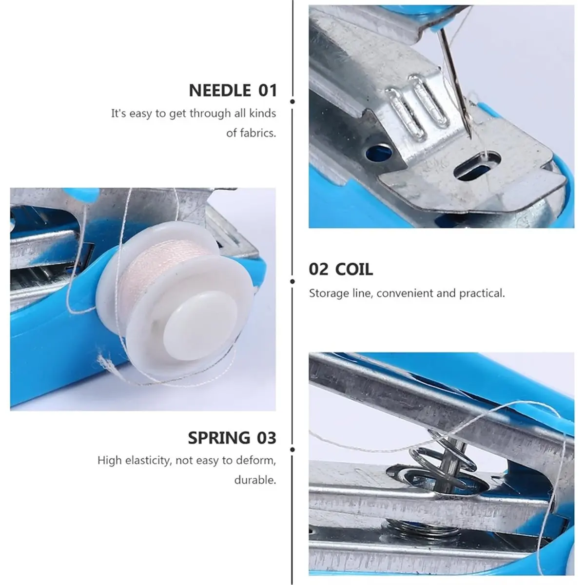 

Y1258A J~2Pcs Handheld Mini Sewing Machine Portable Manual Stitching Tool for Household Use, Blue, Compact Design for DIY Crafts