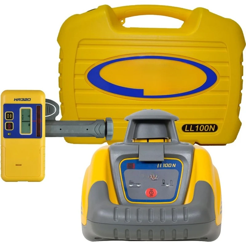 LL100N Laser Level, Self-Leveling laser with HR320 Receiver, C59 Rod Clamp, Alkaline Batteries, Carry Case , Yellow