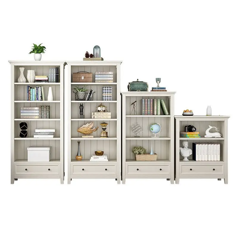 American solid wood bookshelf floor type, log air mortise and tenon structure bookcase