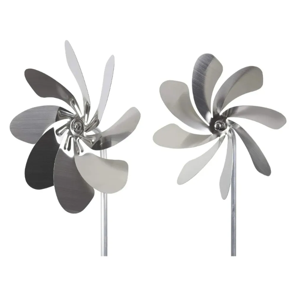 Stainless Steel Metal Windmill New Removable Corrosion Resistance Wind Spinner Waterproof Rotating Decorative Windmill Lawn