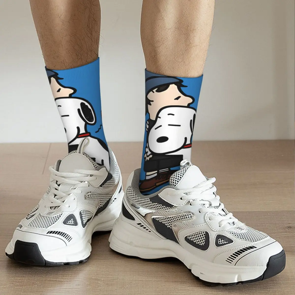 Retro Elliott Smith And Snoopy Hug Men's compression Socks Unisex Peanuts Snoopy Street Style Pattern Printed Novelty Crew Sock