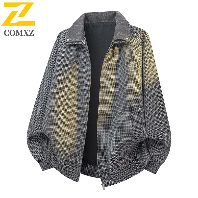 سترة COMXZ للرجال للمغامرة، تصميم أنيق بياقة واقفة، معاطف خارجية مقاومة للرياح، سترات خريفية خفيفة الوزن ومريحة وعصرية يومية #2
