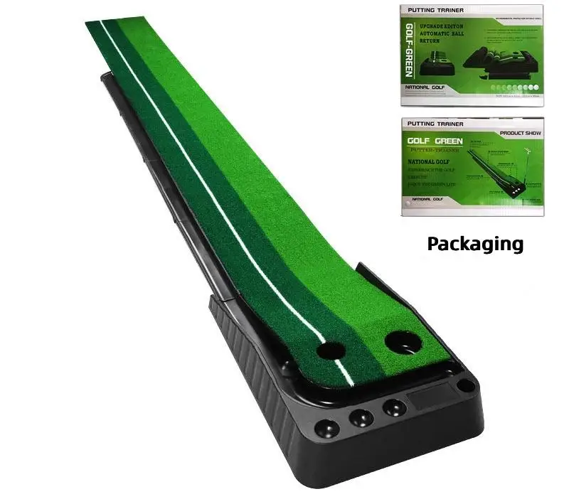 2026 Auto Return Indoor/Outdoor Golf Trainer Mat Custom Logo Putting Green With Plastic Artificial Grass Durable Indoor Outdoor