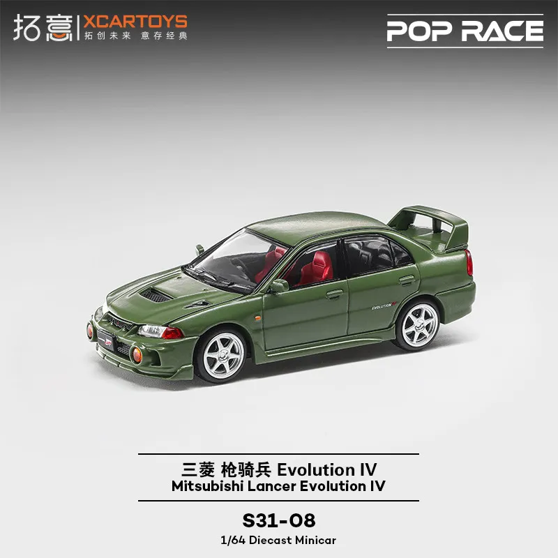 POPRACE 1:64 Mitsubishi Lancer EVOLUTION IV alloy die-casting car model static simulation ornament, adult collectibles.