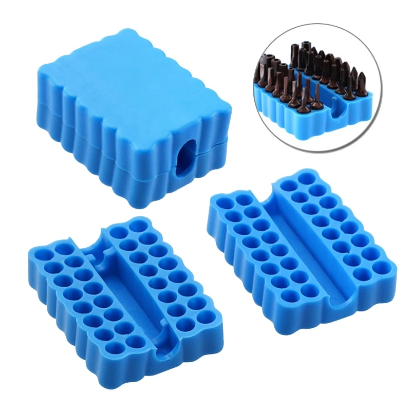 2 Pieces/set 32 Holes Hex Shank Screwdriver Bits Holder Plastic Storage Tray Organizer Compact Size Portable Bits Rack
