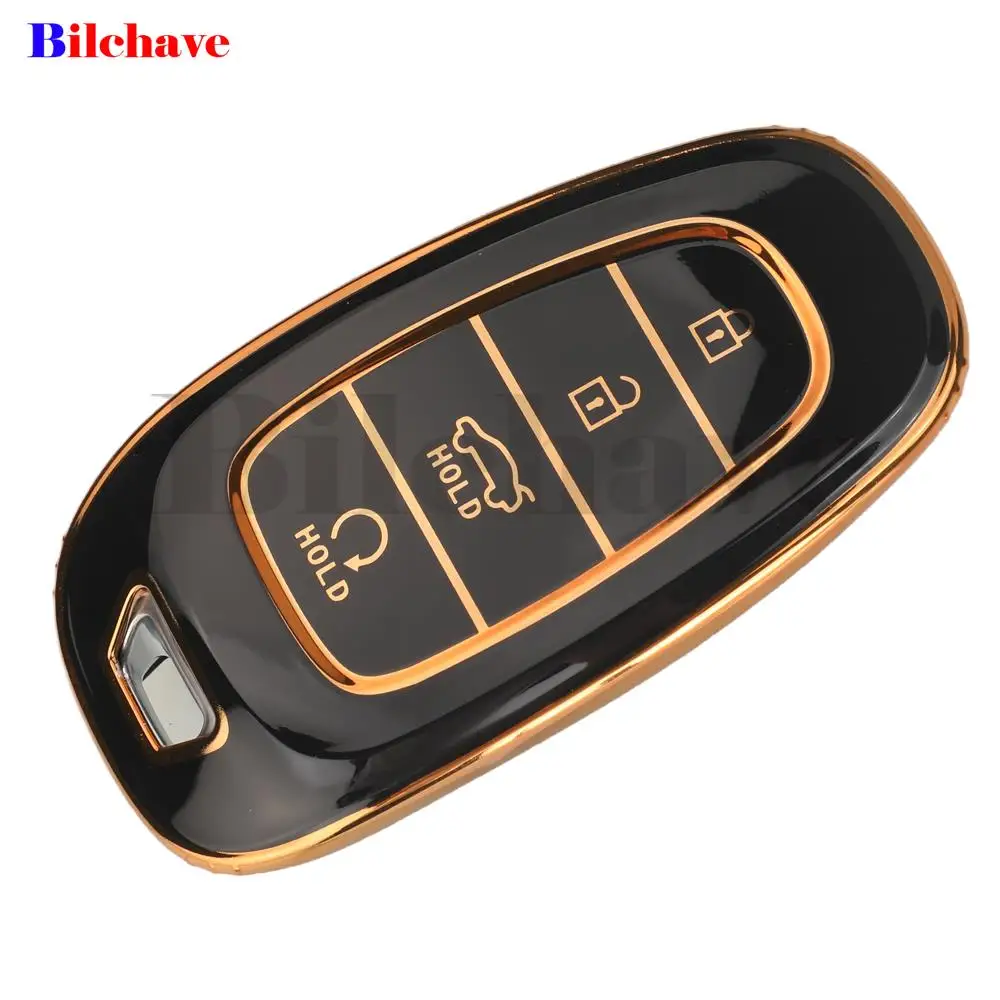 Jingyuqin NEW TPU Auto Key Shell Case Cover 4 Buttons For Hyundai Tucson Santa FE 2021 2022 Silicone Remote Car Accessorie