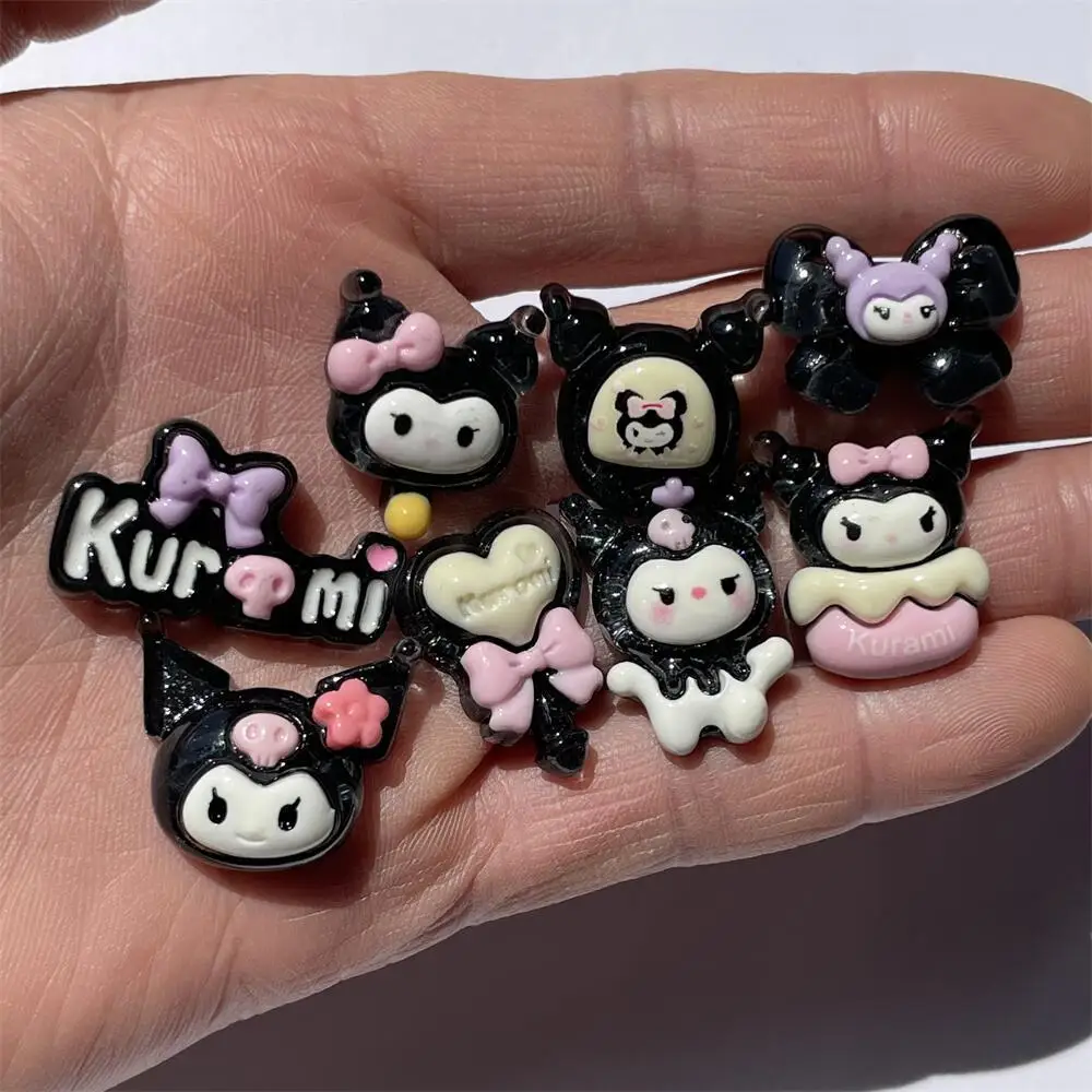 5pcs Transparent classic cartoon sanrio kuromi resin jewelry accessories DIY resin flatback cabochons crafts charms