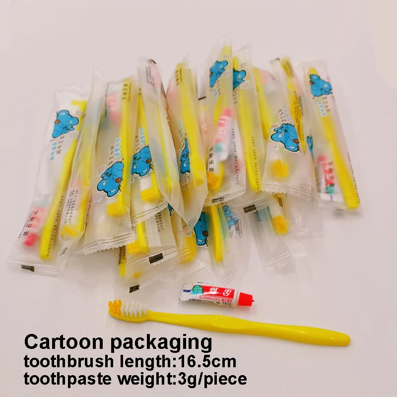 Free Shipping Common Yellow Hotel Supplies Travel Dental Disposable Toothbrush and Toothpaste Kit