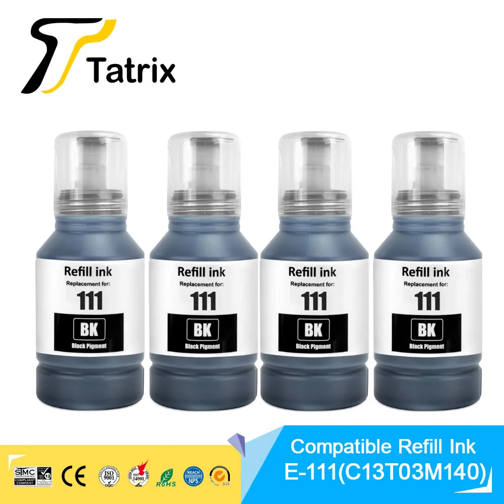 Tinta de repuesto Tatrix 111 tinta de repuesto de botella a granel Compatible negra para impresora Epson ET-M1100/M1120/M1140/M1170/M1180/M2120/ M2140