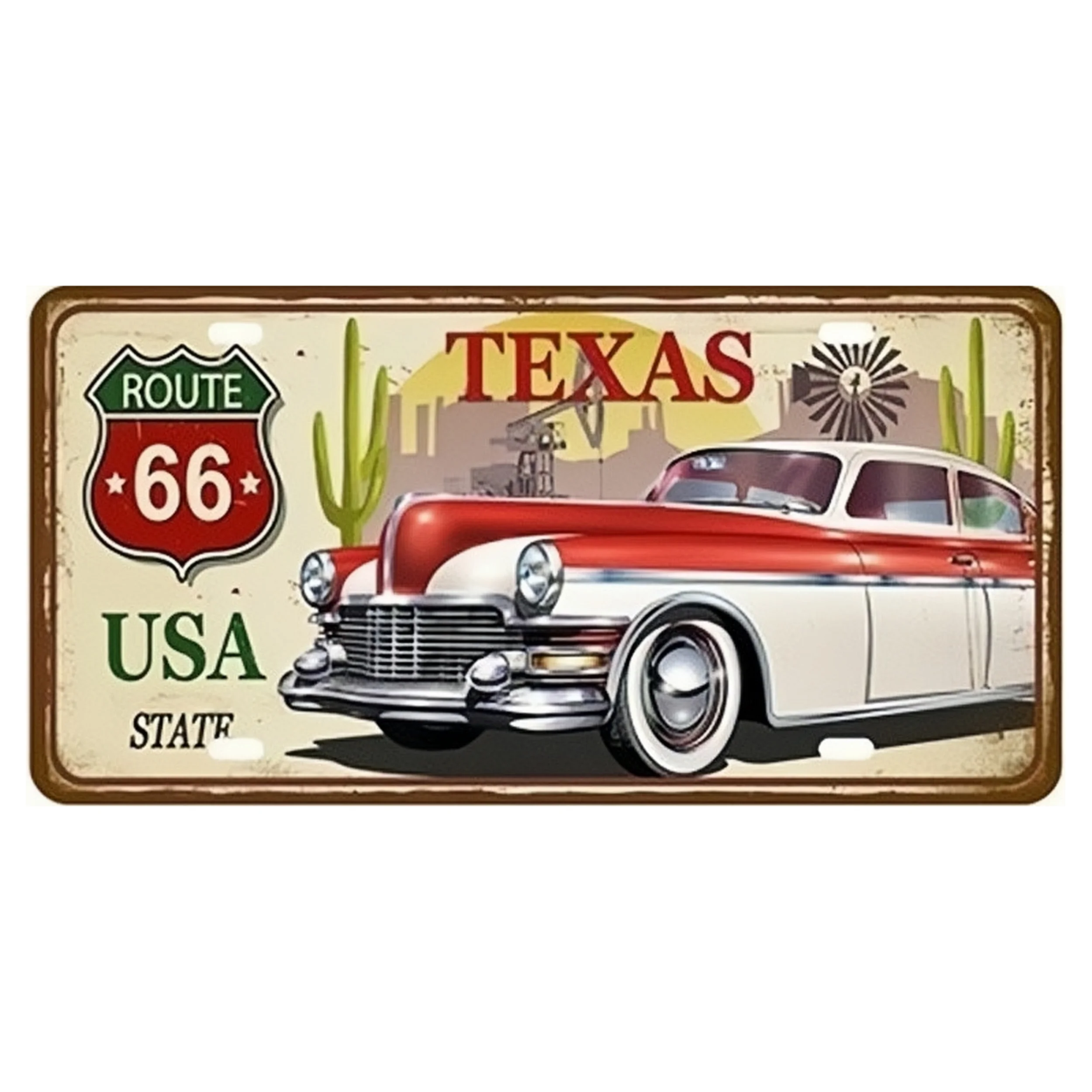 Garage Car Retro Route 66 lices Plate Metal Sign Poster On The Wall Tin Sign Vintage Poster Home Decor Art Decoration