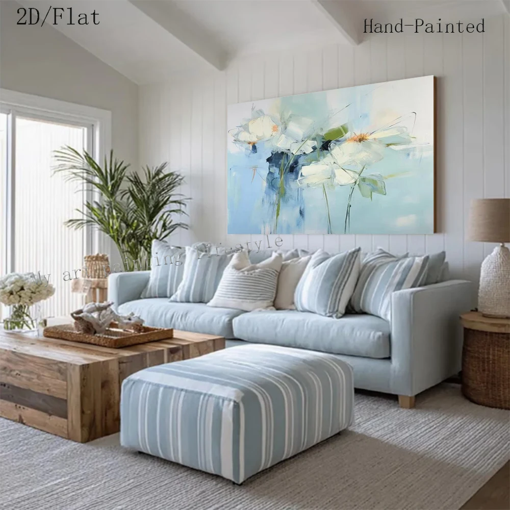 

100% Handmade Abstract Oil Painting On Canvas ins clover Flowers Wall Art Picture Big Mural For Home Living Room Decor Image