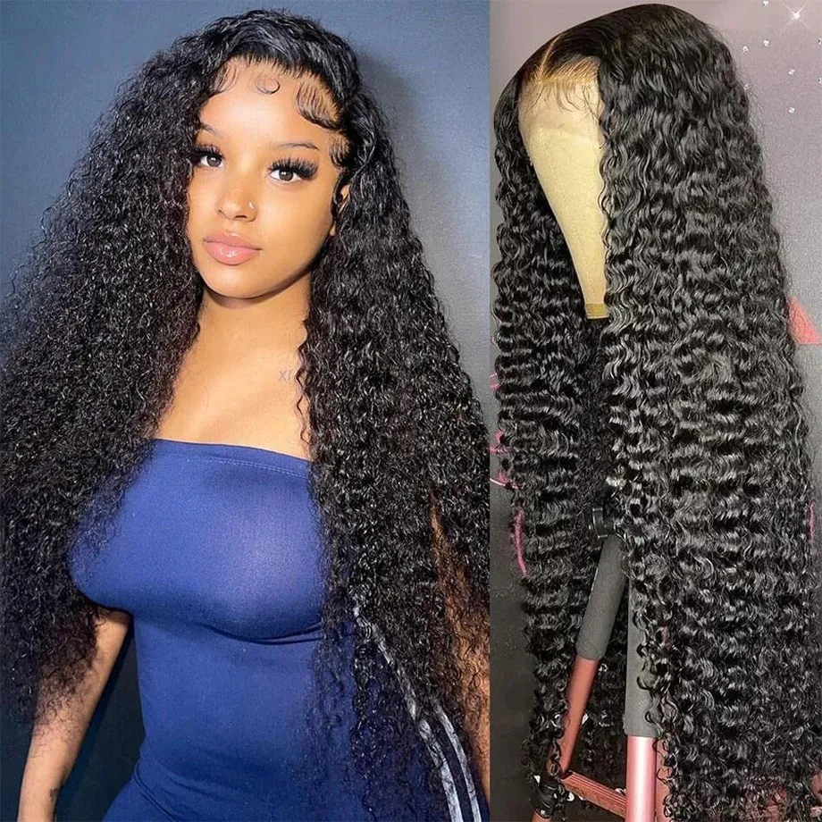 Tewjig Natural Loose Deep Wave 13x4 13x6 HD Transprent Lace Front Wig Human Hair Water Wave Curly Closure Wig Brazilian Women